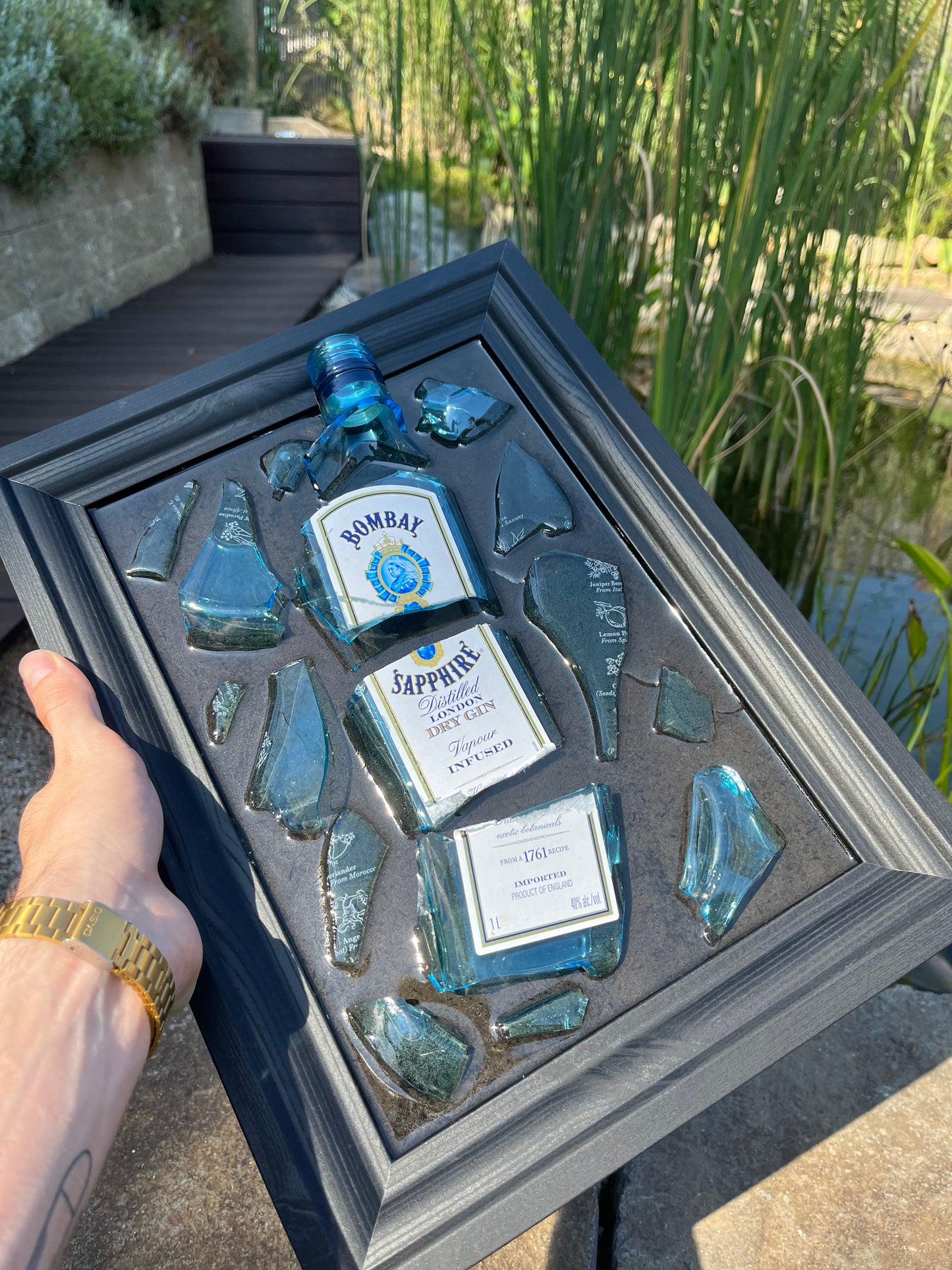 Bombay Sapphire epoxy painting